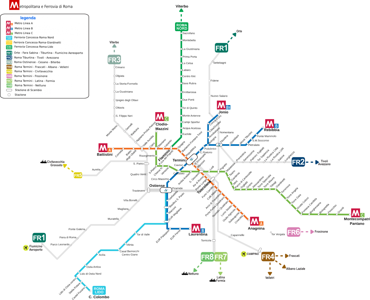 rome tourist map metro